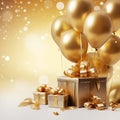 New year celebration background in gold colour with glitter and light, Blank space, generatedAI , Royalty Free Stock Photo